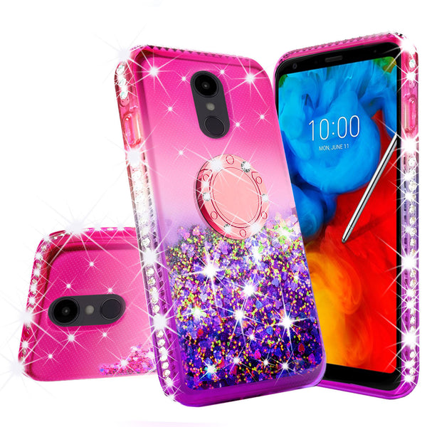 glitter ring phone case for lg aristo 4 plus - hot pink gradient - www.coverlabusa.com