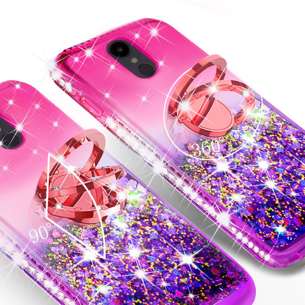 glitter ring phone case for lg aristo 4 plus - hot pink gradient - www.coverlabusa.com