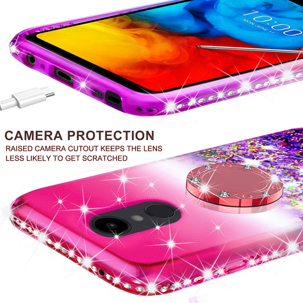 glitter ring phone case for lg aristo 4 plus - hot pink gradient - www.coverlabusa.com