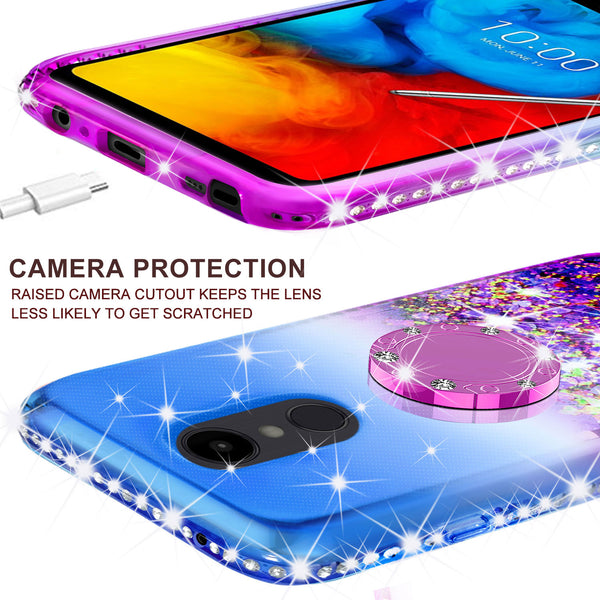 glitter ring phone case for lg aristo 4 plus - blue gradient - www.coverlabusa.com
