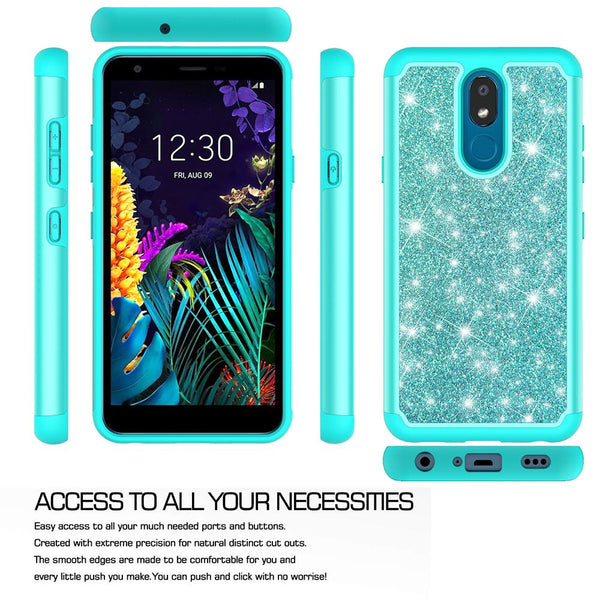 lg aristo 4 plus glitter hybrid case - teal - www.coverlabusa.com