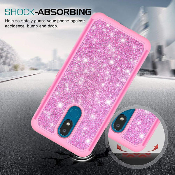 lg aristo 4 plus glitter hybrid case - hot pink - www.coverlabusa.com