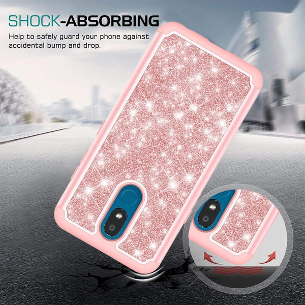 lg aristo 4 plus glitter hybrid case - rose gold - www.coverlabusa.com
