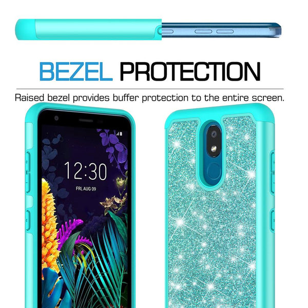lg aristo 4 plus glitter hybrid case - teal - www.coverlabusa.com