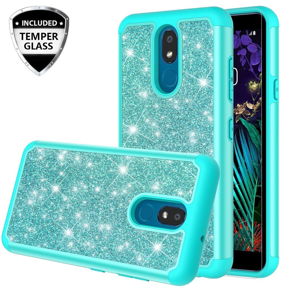 lg aristo 4 plus glitter hybrid case - teal - www.coverlabusa.com