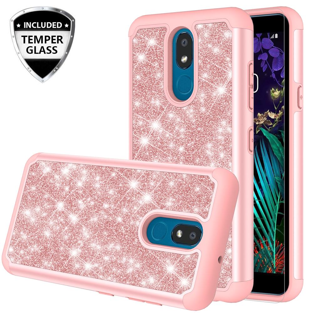 lg aristo 4 plus glitter hybrid case - rose gold - www.coverlabusa.com