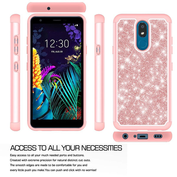 lg aristo 4 plus glitter hybrid case - rose gold - www.coverlabusa.com