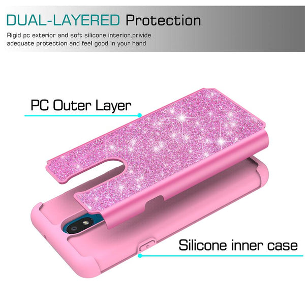 lg aristo 4 plus glitter hybrid case - hot pink - www.coverlabusa.com