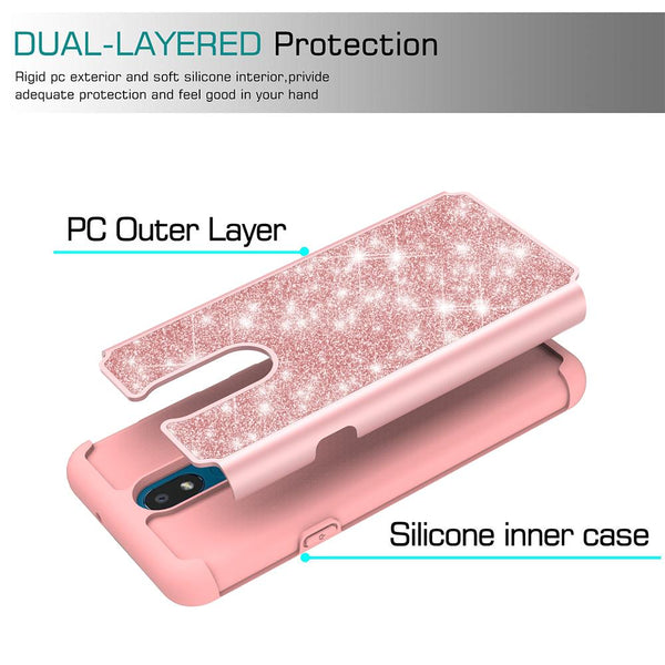 lg aristo 4 plus glitter hybrid case - rose gold - www.coverlabusa.com
