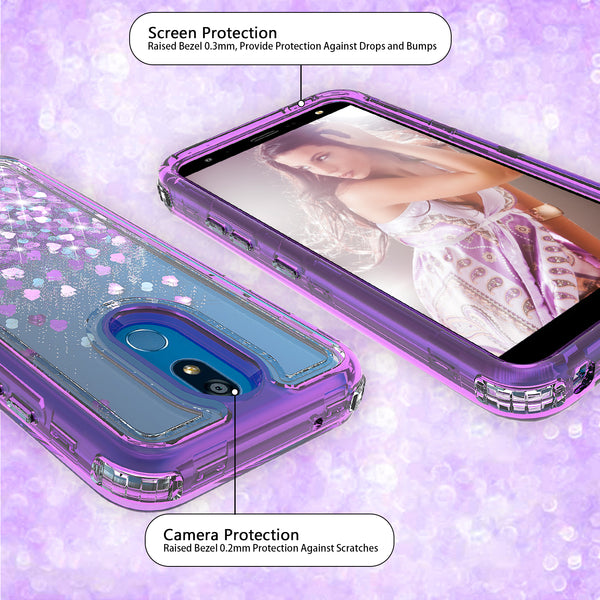 hard clear glitter phone case for lg aristo 4 plus - purple - www.coverlabusa.com