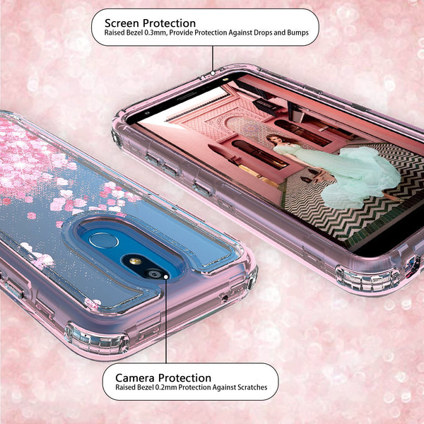 hard clear glitter phone case for lg aristo 4 plus - pink - www.coverlabusa.com