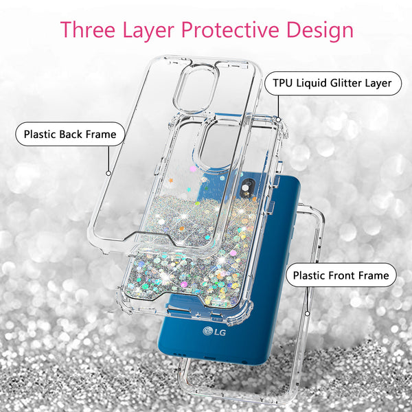 hard clear glitter phone case for lg aristo 4 plus - clear - www.coverlabusa.com