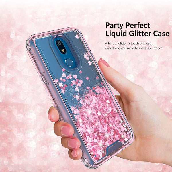 hard clear glitter phone case for lg aristo 4 plus - pink - www.coverlabusa.com