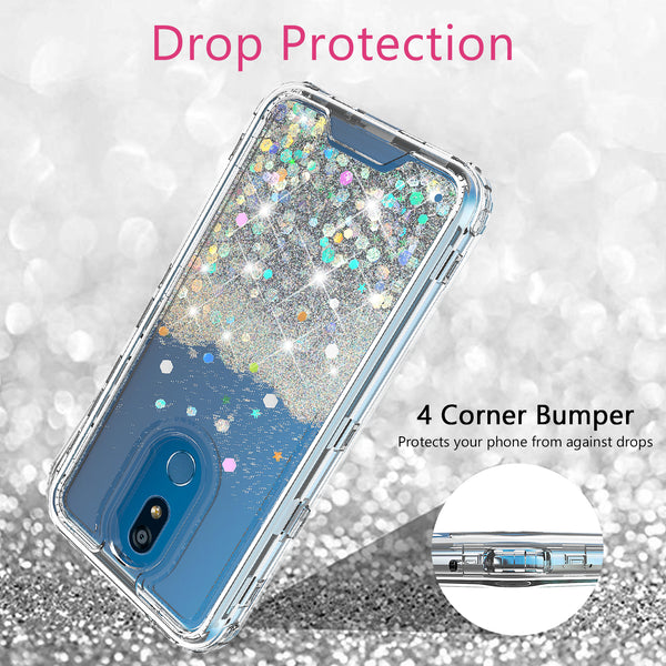 hard clear glitter phone case for lg aristo 4 plus - clear - www.coverlabusa.com