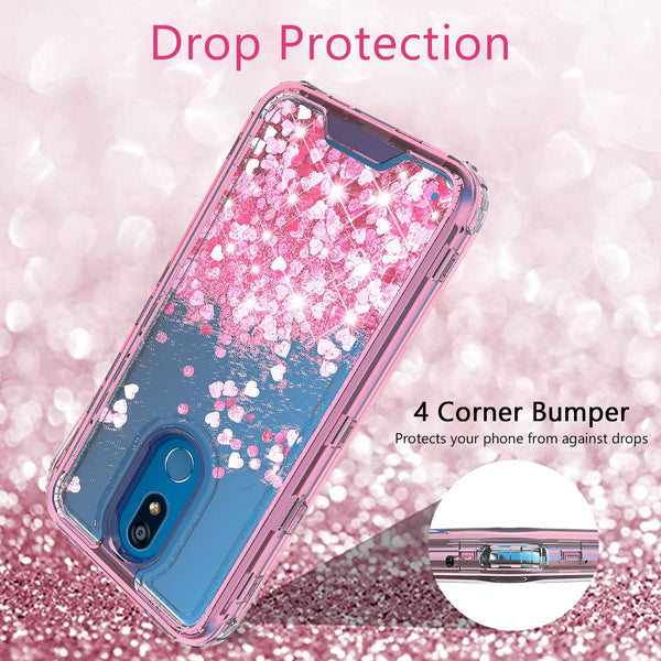 hard clear glitter phone case for lg aristo 4 plus - pink - www.coverlabusa.com