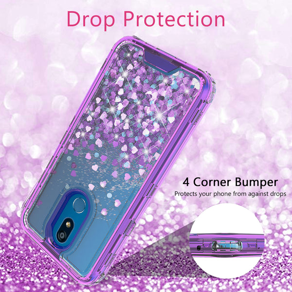 hard clear glitter phone case for lg aristo 4 plus - purple - www.coverlabusa.com