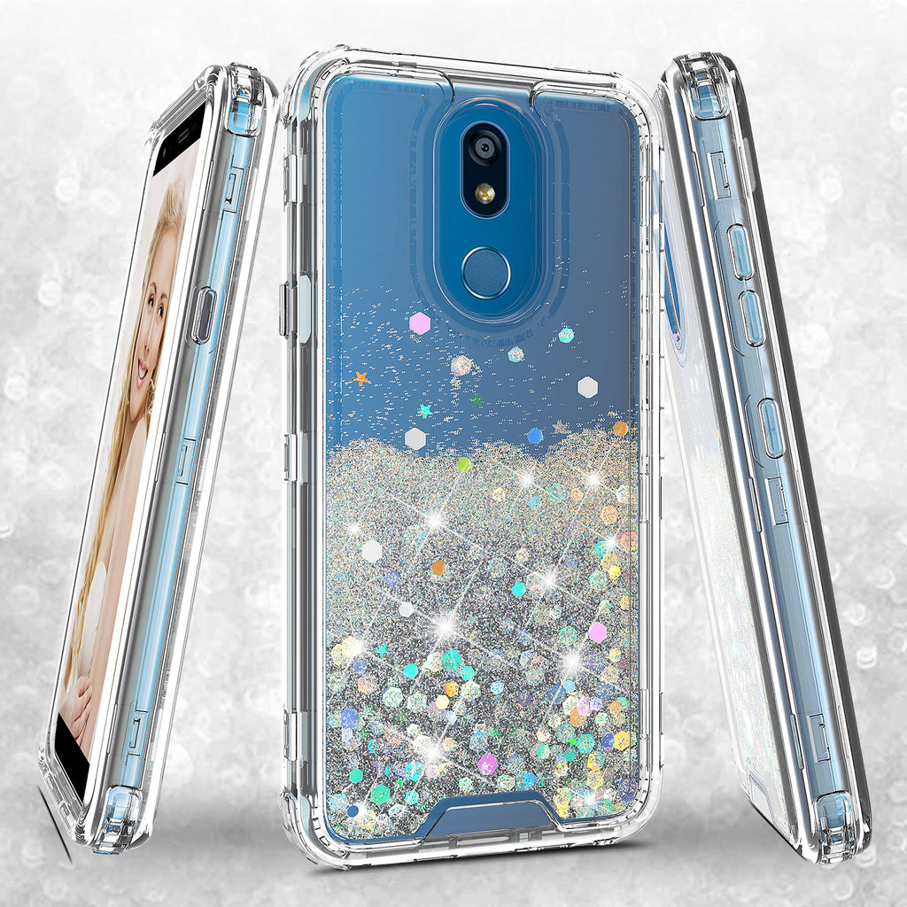 hard clear glitter phone case for lg aristo 4 plus - clear - www.coverlabusa.com