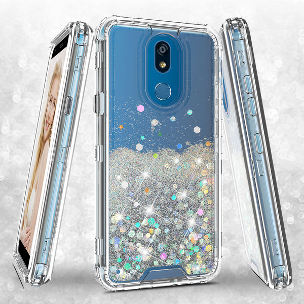 hard clear glitter phone case for lg aristo 4 plus - clear - www.coverlabusa.com