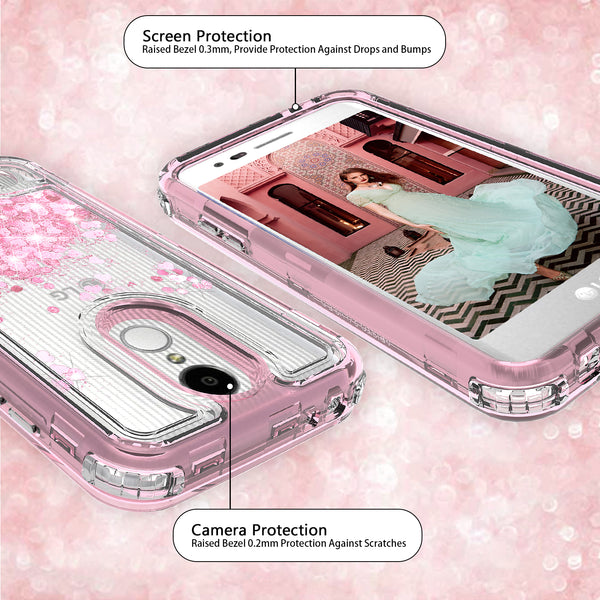 hard clear glitter phone case for lg aristo - pink - www.coverlabusa.com