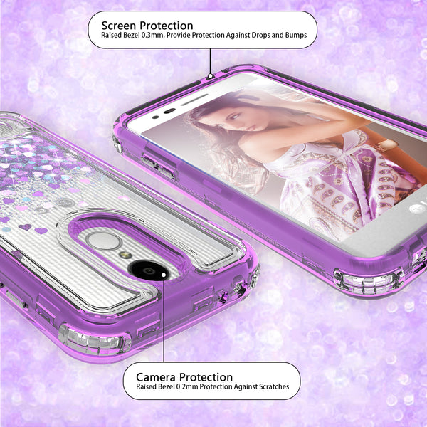 hard clear glitter phone case for lg aristo - purple - www.coverlabusa.com