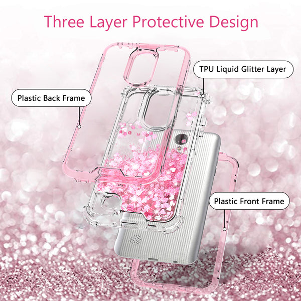 hard clear glitter phone case for lg aristo - pink - www.coverlabusa.com