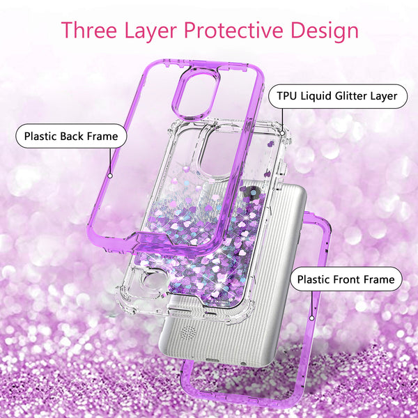 hard clear glitter phone case for lg aristo - purple - www.coverlabusa.com