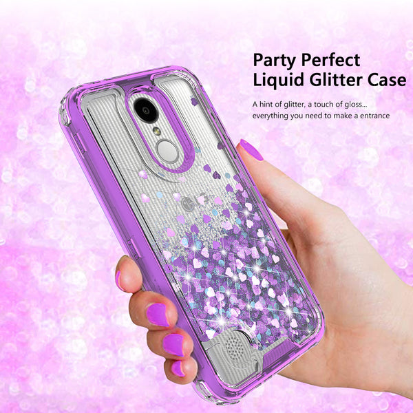 hard clear glitter phone case for lg aristo 2 - purple - www.coverlabusa.com