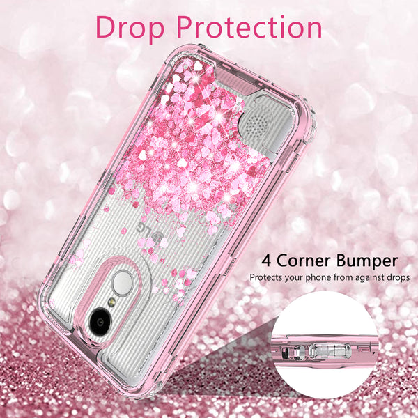 hard clear glitter phone case for lg aristo - pink - www.coverlabusa.com