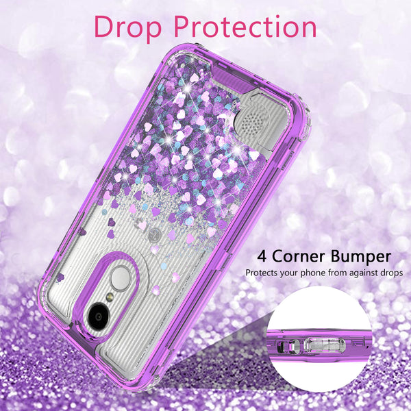 hard clear glitter phone case for lg aristo - purple - www.coverlabusa.com