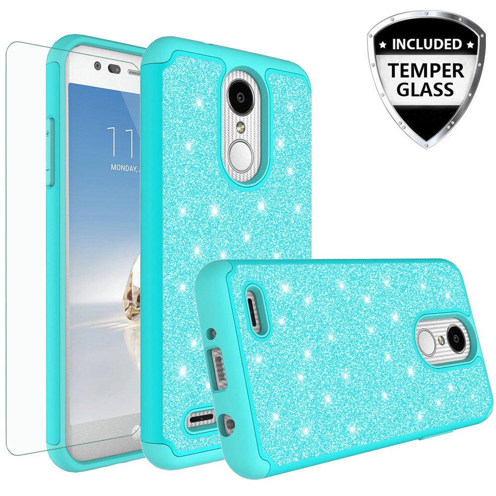 LG Aristo 2 Glitter Hybrid Case - Teal - www.coverlabusa.com