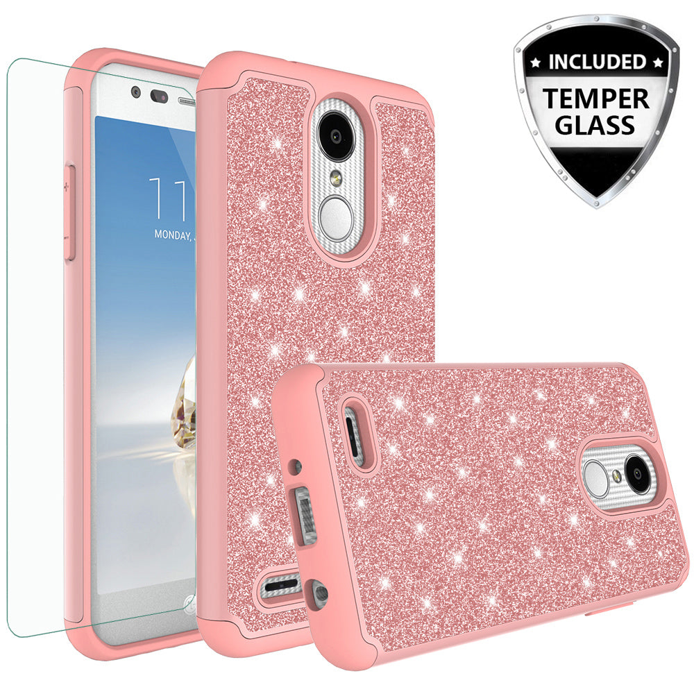 LG Aristo 2 Glitter Hybrid Case - Rose Gold - www.coverlabusa.com
