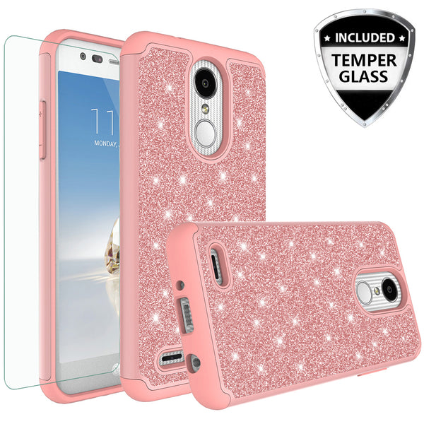 LG Aristo 2 Glitter Hybrid Case - Rose Gold - www.coverlabusa.com