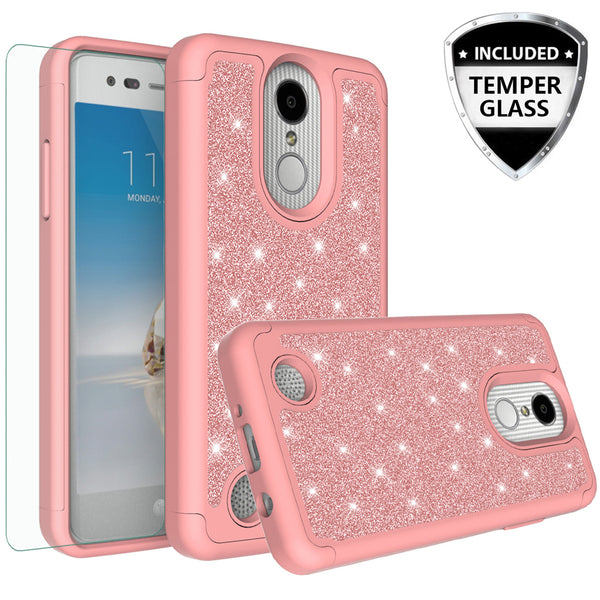 LG Aristo Glitter Hybrid Case - Rose Gold - www.coverlabusa.com