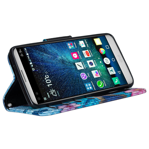 LG K4 (2017) | Fortune | Phoenix 3 | LV1 | M150 leather wallet case - blue butterfly - www.coverlabusa.com