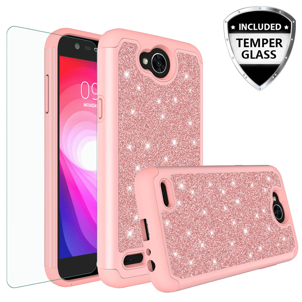 LG X Power 2 Glitter Hybrid Case - Rose Gold - www.coverlabusa.com