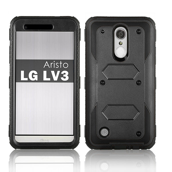 LG ARISTO holster case with screen protector - black - www.coverlabusa.com