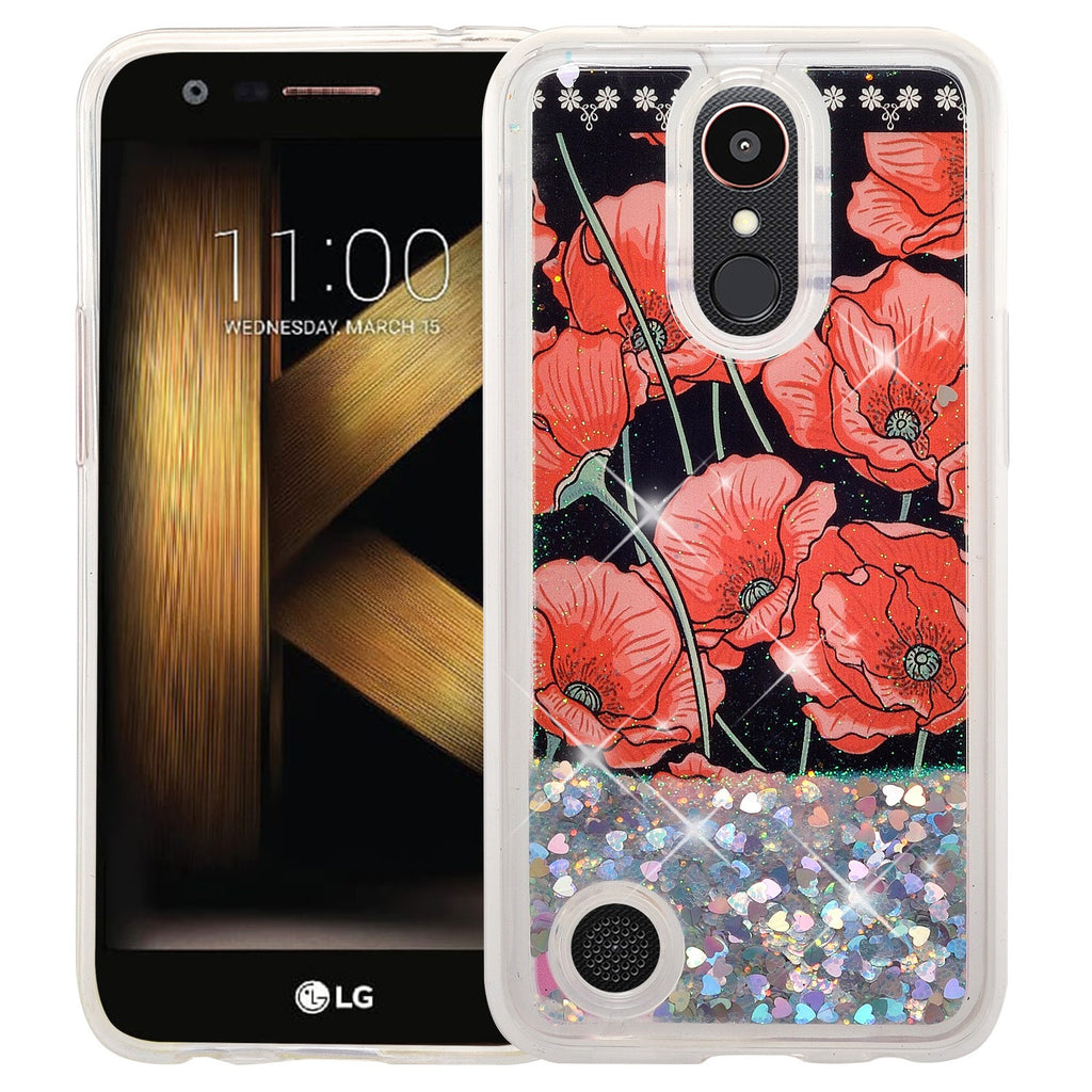 LG Aristo | K8 (2017) | Phoenix 3 | K4 2017 liquid sparkle quicksand case - red roses - www.coverlabusa.com