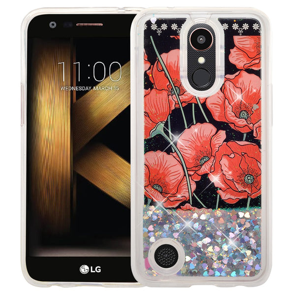 LG Aristo | K8 (2017) | Phoenix 3 | K4 2017 liquid sparkle quicksand case - red roses - www.coverlabusa.com