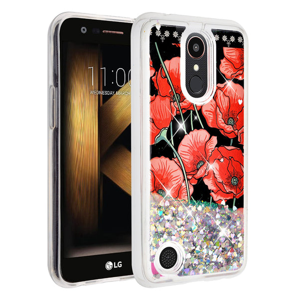 LG Aristo | K8 (2017) | Phoenix 3 | K4 2017 liquid sparkle quicksand case - red roses - www.coverlabusa.com