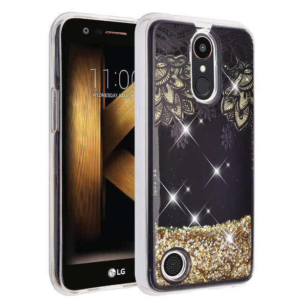 LG Aristo | K8 (2017) | Phoenix 3 | K4 2017 liquid sparkle quicksand case - gold lace - www.coverlabusa.com