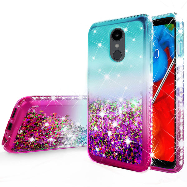 glitter phone case for lg aristo 4 plus - teal/pink gradient - www.coverlabusa.com