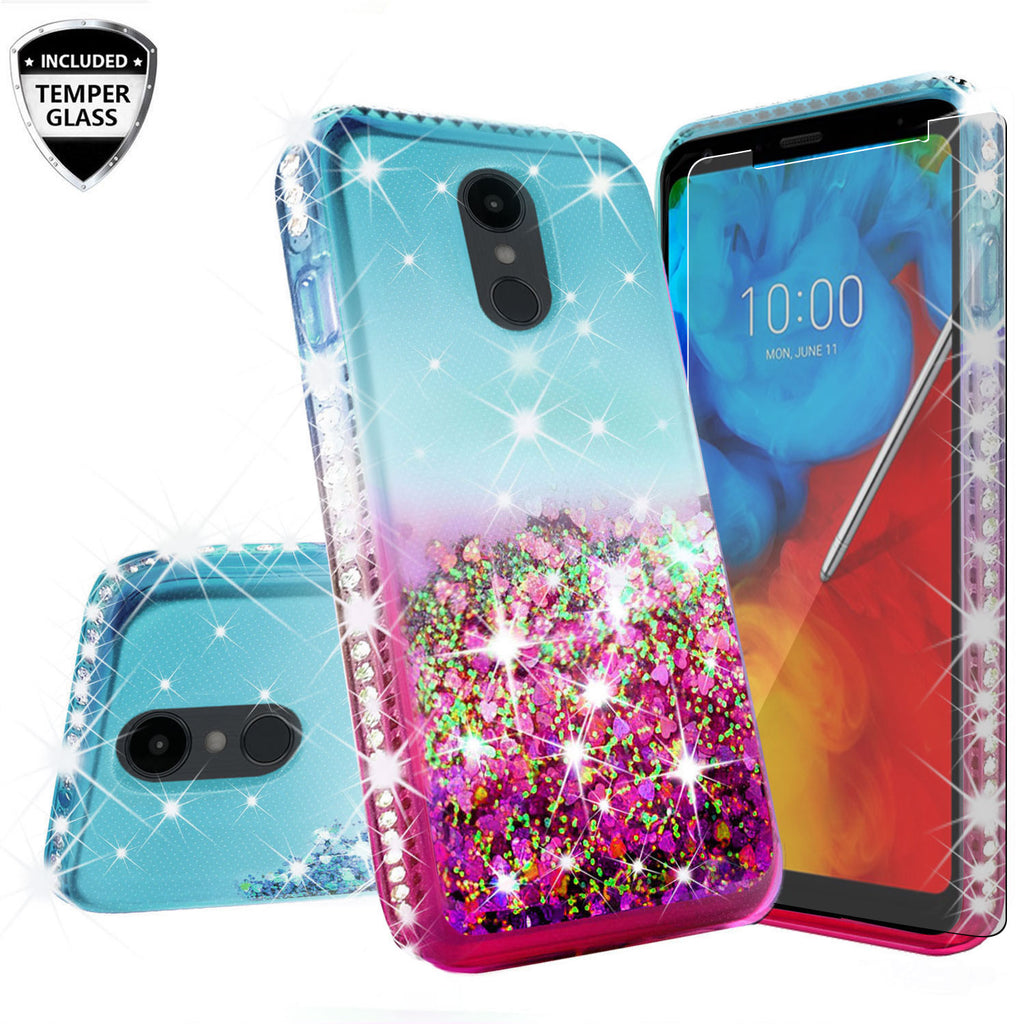 glitter phone case for lg aristo 4 plus - teal/pink gradient - www.coverlabusa.com