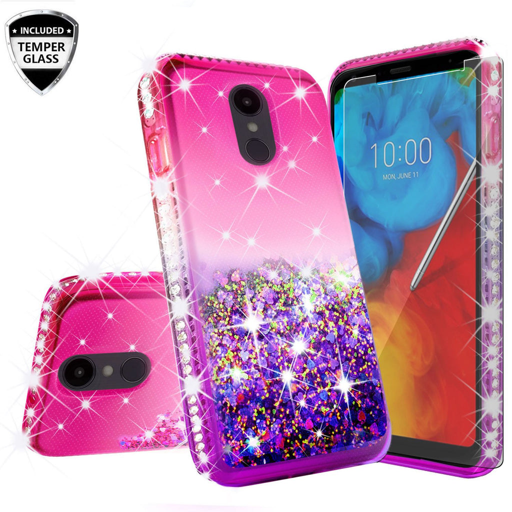 glitter phone case for lg aristo 4 plus - hot pink/purple gradient - www.coverlabusa.com