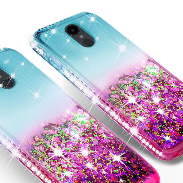glitter phone case for lg aristo 4 plus - teal/pink gradient - www.coverlabusa.com