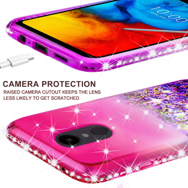 glitter phone case for lg aristo 4 plus - hot pink/purple gradient - www.coverlabusa.com
