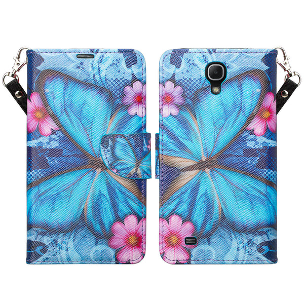 samsung galaxy mega 6.3 leather wallet case - blue butterfly - www.coverlabusa.com