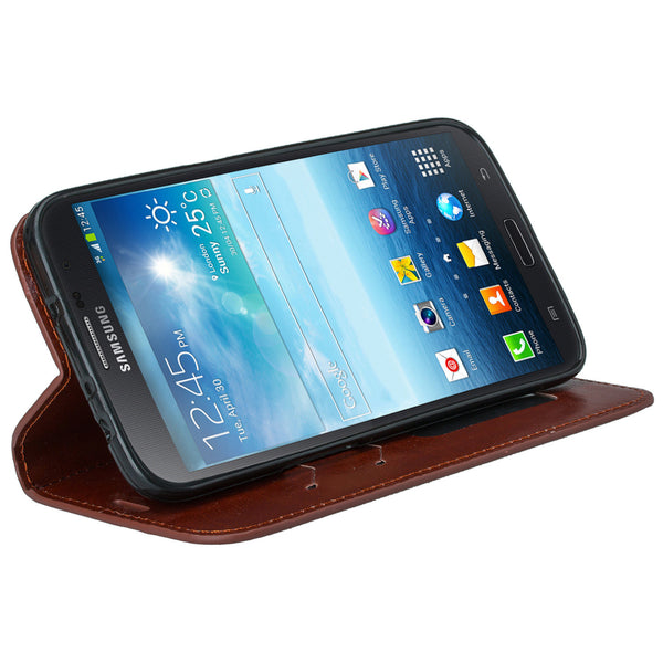 samsung galaxy mega 6.3 leather wallet case - brown - www.coverlabusa.com