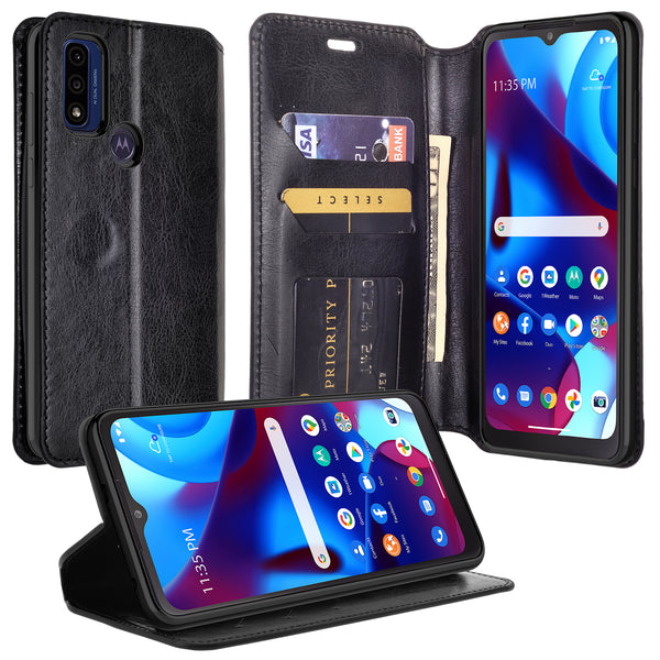 motorola moto g pure wallet case - black - www.coverlabusa.com