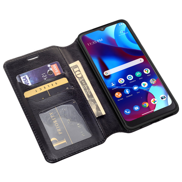 motorola moto g pure wallet case - black - www.coverlabusa.com