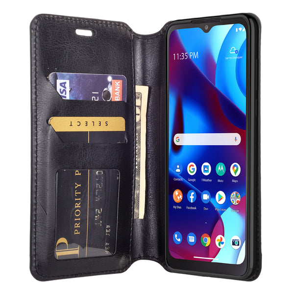 motorola moto g pure wallet case - black - www.coverlabusa.com